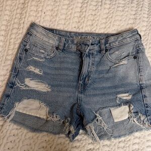 American Eagle Outfitters Light Blue Distressed Jean Shorts